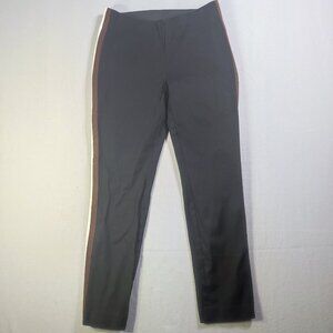 a new day pants women's size 2 black with white and brown stripes on side